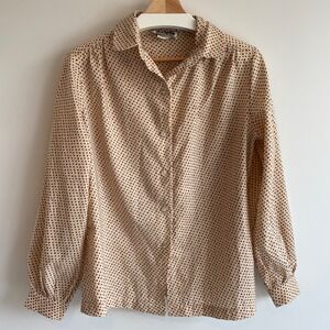 Vintage 70s Contessa Monique Florence Alper Polka‎ Dot Blouse Button Top Size 14